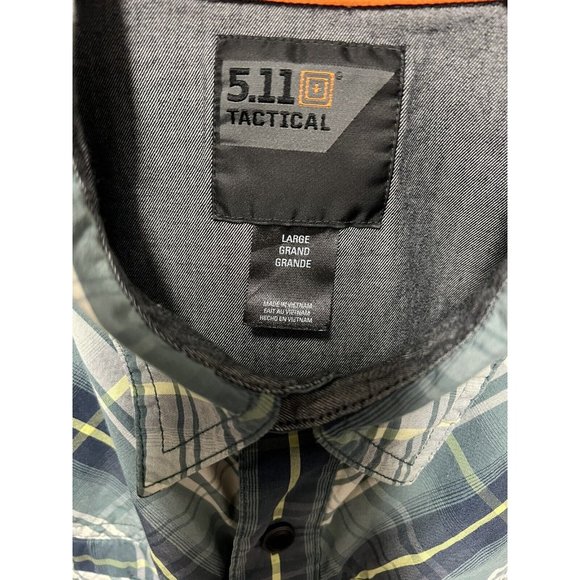 Lot Of 2 Mens 511 Tactical Shirt Large Plaid Short Sleeve Vented Green Blue - Picture 3 of 11